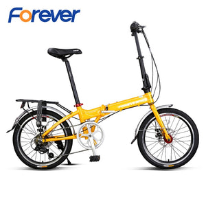 FOREVER Mini Folding Bike 20 inch Aluminium Alloy Frame Double Disc Brake Bike Road Cycle Variable Speed Women Cycling Bicycle