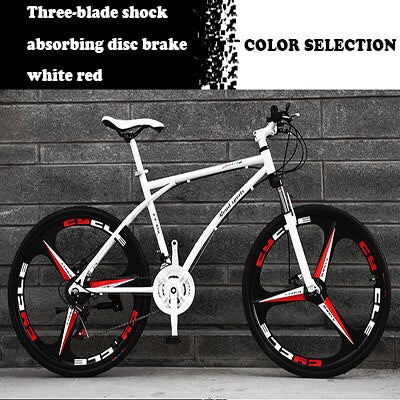 26-Inch Variable Speed Fast Flying Bicycle Men's Road Racing Double Disc Brake Solid Tire Shock Absorbing Bicycle Adult Students