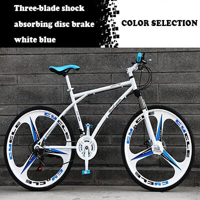 26-Inch Variable Speed Fast Flying Bicycle Men's Road Racing Double Disc Brake Solid Tire Shock Absorbing Bicycle Adult Students