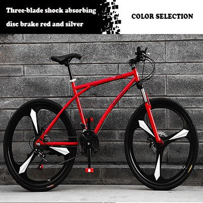 26-Inch Variable Speed Fast Flying Bicycle Men's Road Racing Double Disc Brake Solid Tire Shock Absorbing Bicycle Adult Students