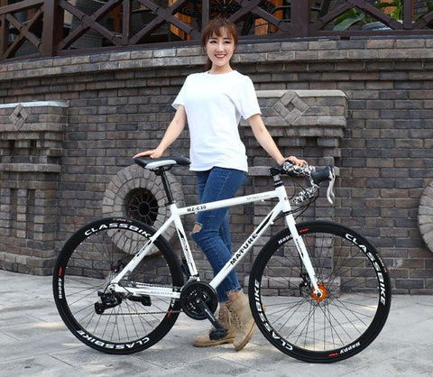 Aluminum alloy road bicycle racing car 30/33 speed bend, double disc brake, 700C speed change student bicycle