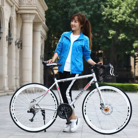 Aluminum alloy road bicycle racing car 30/33 speed bend, double disc brake, 700C speed change student bicycle