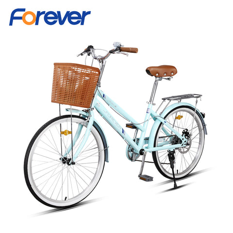 FOREVER Shuttle Ladies Bicycle High-Carbon Steel Frame for Students Commuters Princess City Bike Commuting Bike for Women 24inch