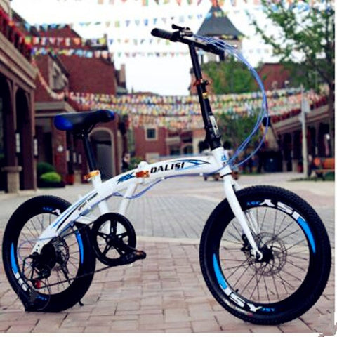 Wholesale folding bicycle adult  20 inch portable shifting disc brakes one -piece wheel men and women  bicycle