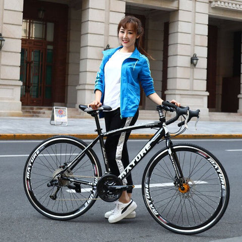 Aluminum alloy road bike 21 30 33 speed double disc brakes ultra light speed bicycle bend straight student bicycle adult bike