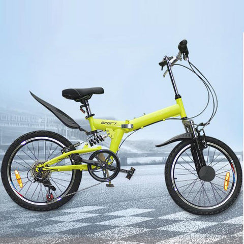 Folding Bicycle 20-Inch Portable Suitable for Adult Women Double V brake Commuting High Carbon Steel