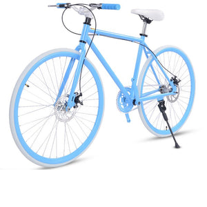 Road Bike Fixed Gear Double Disc Brakes Men and Women Fluorescent Bicycle Adult Students Cool Off Road