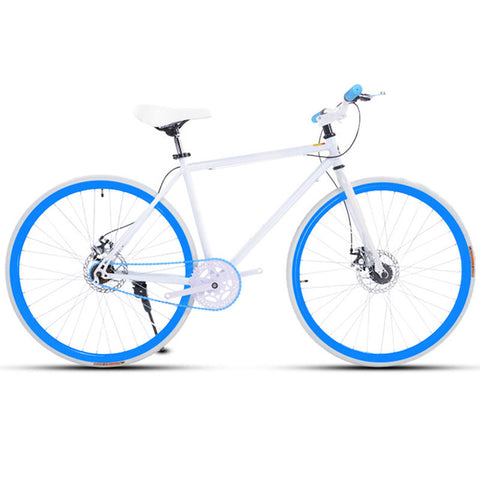 Road Bike Fixed Gear Double Disc Brakes Men and Women Fluorescent Bicycle Adult Students Cool Off Road