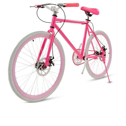 Road Bike Fixed Gear Double Disc Brakes Men and Women Fluorescent Bicycle Adult Students Cool Off Road