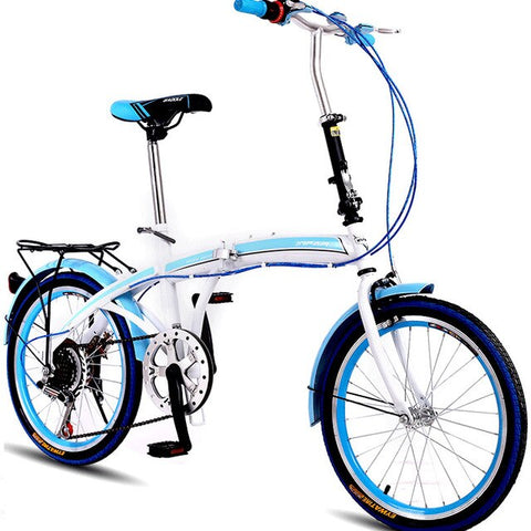 Folding Bicycle 20 Inch Variable Speed Student Men and Women Bike Adult Double Disc Brake Young People