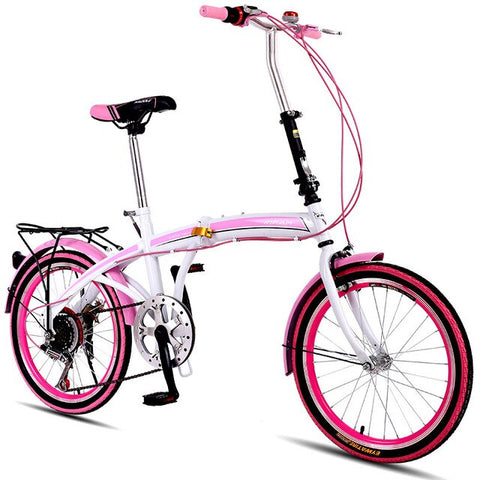 Folding Bicycle 20 Inch Variable Speed Student Men and Women Bike Adult Double Disc Brake Young People