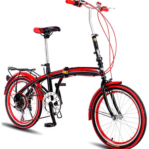 Folding Bicycle 20 Inch Variable Speed Student Men and Women Bike Adult Double Disc Brake Young People