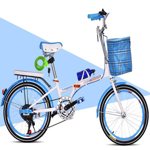 Folding Bicycle 20-inch Variable Speed Highway Students Lightweight Quick Folding for Men and Women