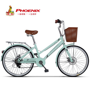 Phoenix 24-26 Inch Women Bike Road Bikes Retro Bike Ladies Bicycle Bicicleta Aluminium Double Disc Brake Bisiklet Bicicleta Girl