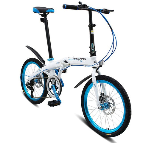 20" 6 Speed Fast Folding Bike, Lightweight Road Bike, Portable Bicycle for Men & Women, Aluminum Alloy Frame, Disc Brake,