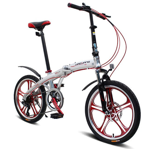 20" 6 Speed Fast Folding Bike, Lightweight Road Bike, Portable Bicycle for Men & Women, Aluminum Alloy Frame, Disc Brake,