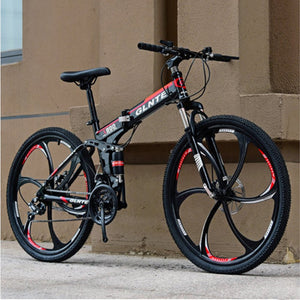 Folding Mountain Bike bicycle 6 Wheel Wheel High Carbon Steel 26-inch 21 24 27 speed Both men and women adult