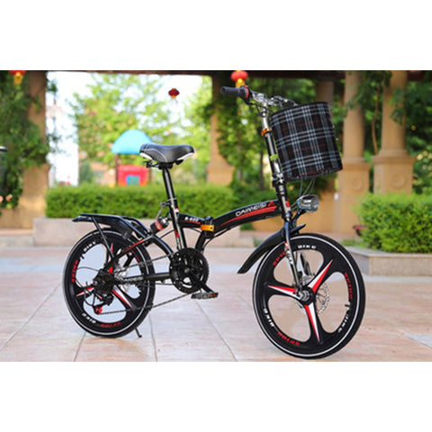 Folding Bicycle 20-Inch Variable Speed Grid Disc Brake For Adults With Men And Women Super-Light Students Carry Small Bicycles