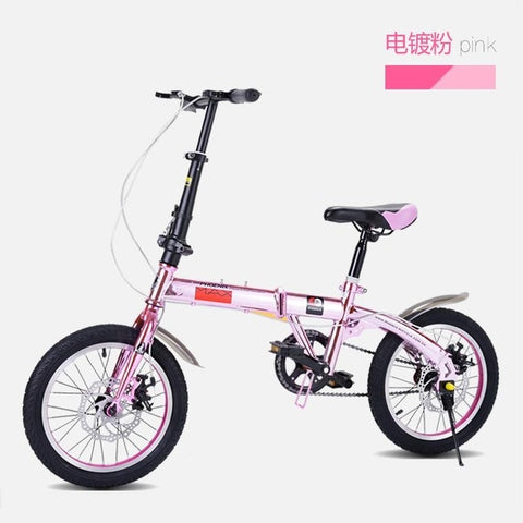 Children's folding bicycle adult men and women 16 inch student variable speed bicycle saddle higher than 635MM