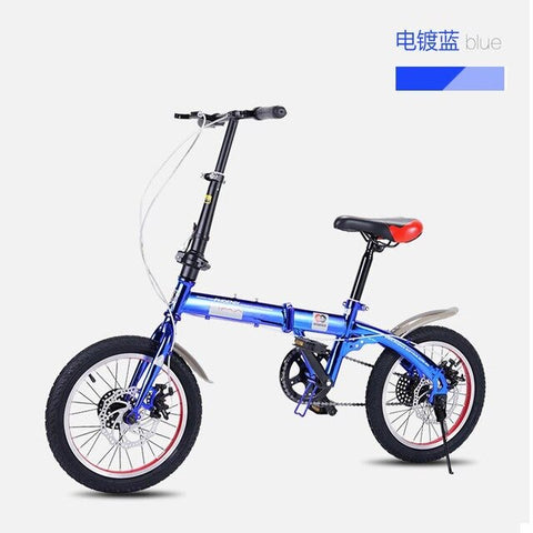 Children's folding bicycle adult men and women 16 inch student variable speed bicycle saddle higher than 635MM