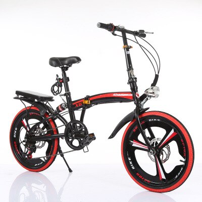 Folding Bicycle 16-Inch Grid Three-Knife Speed Change Disc Brake For Adult Men And Women Ultra-Light Students Portable Bicycle