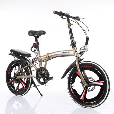 Folding Bicycle 16-Inch Grid Three-Knife Speed Change Disc Brake For Adult Men And Women Ultra-Light Students Portable Bicycle