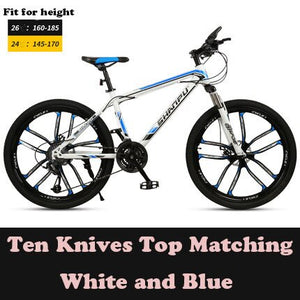 Cross-Country Mountain Bicycle 21/24/27/30 Speed Ten-Blade Wheel Ultra-Light Shock Absorption For Men And Women