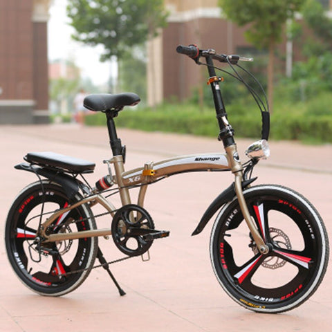 Folding Bicycle 20-Inch Speed Change Three-Knife Disc Brake Men And Women Ultra-Light Students Portable Small Bicycle