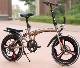 Folding Bicycle 20-Inch Speed Change Three-Knife Disc Brake Men And Women Ultra-Light Students Portable Small Bicycle