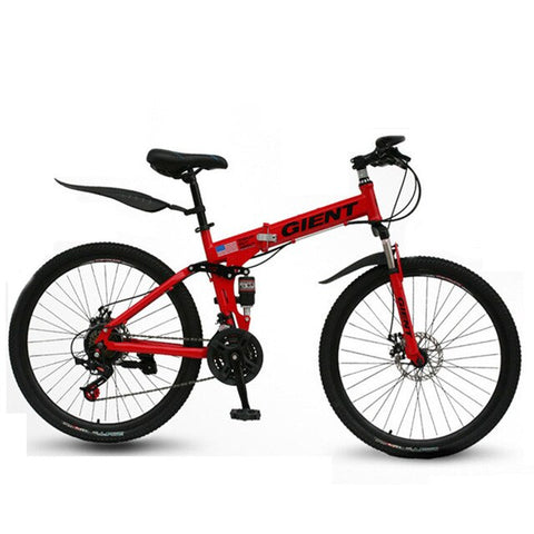 Mountain Folding Bike Bicycle 21 Speed 26 Inch Double Shock Absorption Shifting One Wheel Adult Men and Women