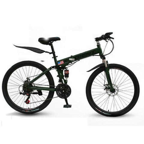 Mountain Folding Bike Bicycle 21 Speed 26 Inch Double Shock Absorption Shifting One Wheel Adult Men and Women