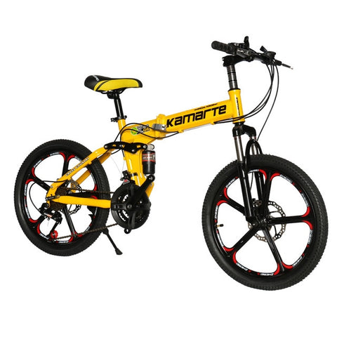 20inch folding mountain bike 21 speed Children's bicycle Two-disc brake Lady bike 5 knife wheel and Spoke wheel folding bicycle