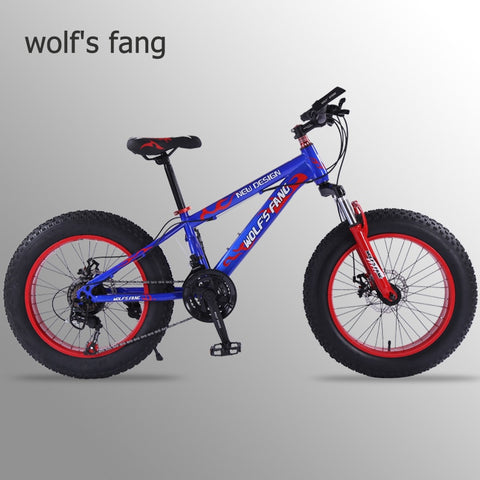 wolf's fang mountain bike 21 speed 2.0 inch bicycle Road bike Fat Bike  Mechanical Disc Brake Women and children  bicycles