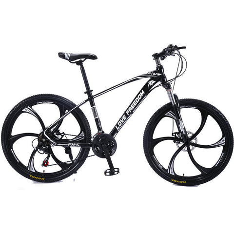 Love Freedom 21 Speed Mountain Bike 26-Inch High-Carbon Steel Dual Disc Brakes One Wheel Speed Damping Men Women Student Bicycle