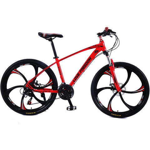 Love Freedom 21 Speed Mountain Bike 26-Inch High-Carbon Steel Dual Disc Brakes One Wheel Speed Damping Men Women Student Bicycle