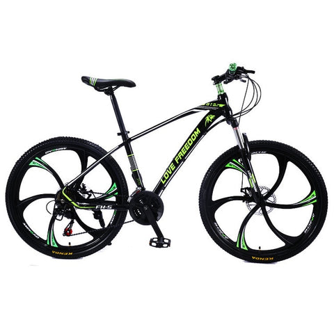 Love Freedom 21 Speed Mountain Bike 26-Inch High-Carbon Steel Dual Disc Brakes One Wheel Speed Damping Men Women Student Bicycle