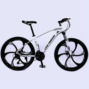 Love Freedom 21 Speed Mountain Bike 26-Inch High-Carbon Steel Dual Disc Brakes One Wheel Speed Damping Men Women Student Bicycle