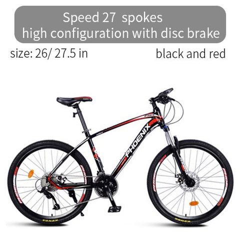 Phoenix Bicycle Motocross Micro-transfer 27 Speed Mountain Road Bike  Men Women Students Mountain Bicycle Disc Brake Racing Bike