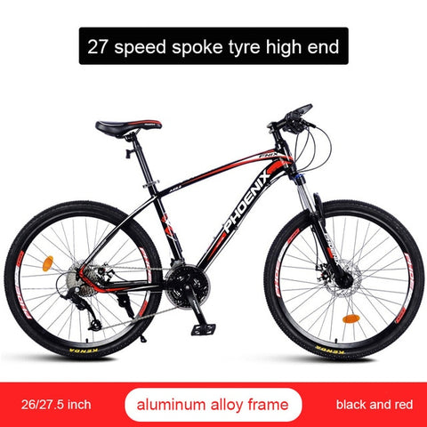 Phoenix 26''27.5''Student off-road Cycling Bike Mountain Bike 27 Speed Mens Women Steel Bicycle MTB Suspension Fork Bicycle